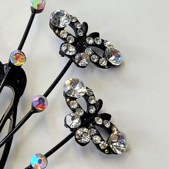 Crystal Studded Butterfly Hair Comb Wedding HairComb Bridal HairClip - Picture 9 of 10